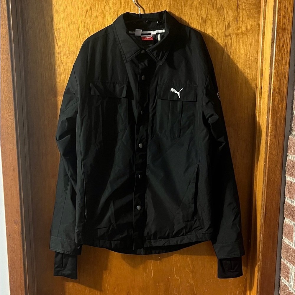 Puma Men's Black Lightweight Lined Jacket with White Logo Small